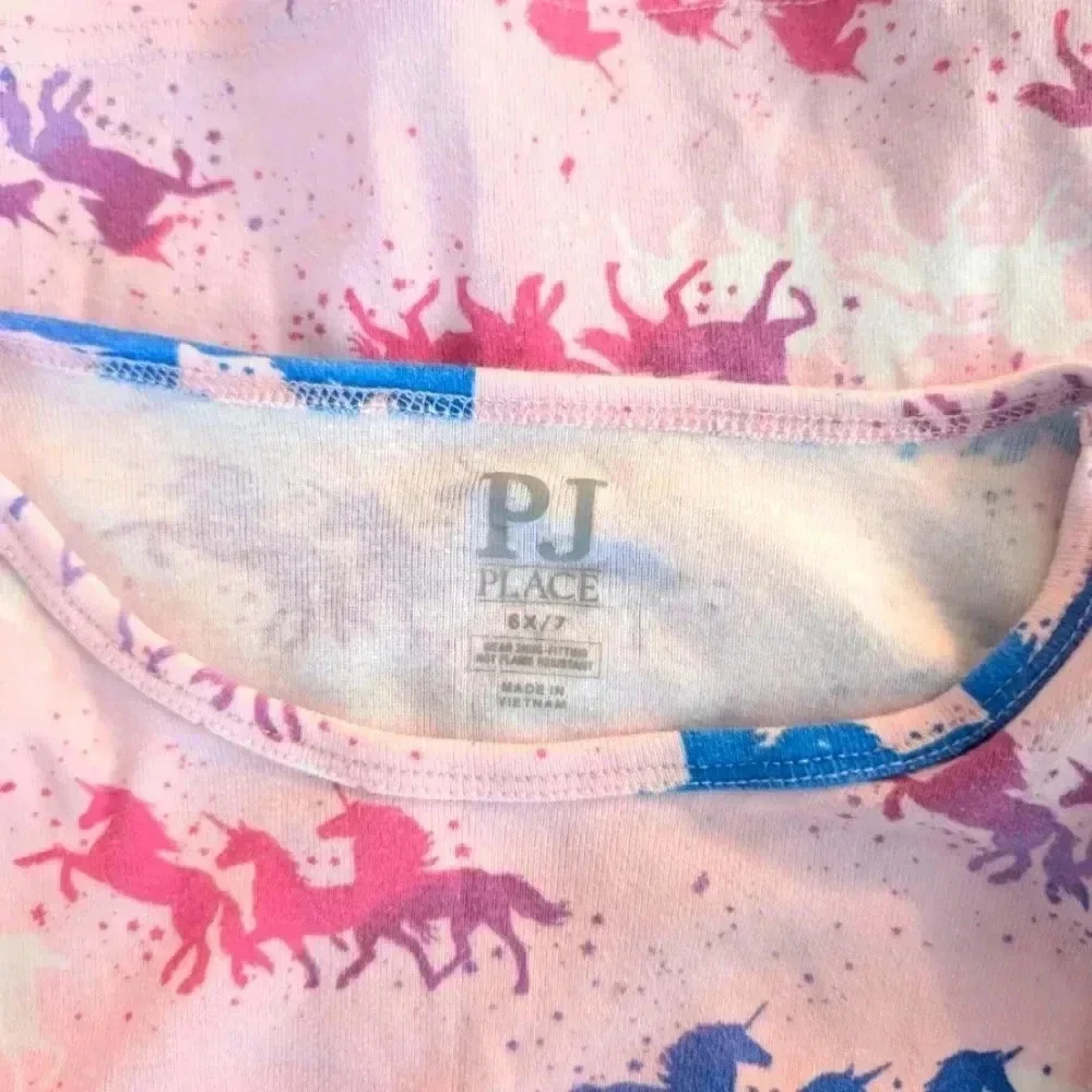 The Children's Place Colorful Unicorn Girls' Pajama Set Cotton SZ 6-7
